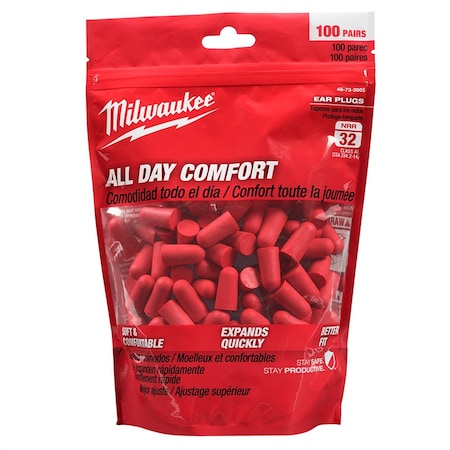 Milwaukee Tool 100-Pair of Ear Plugs 48-73-3005
